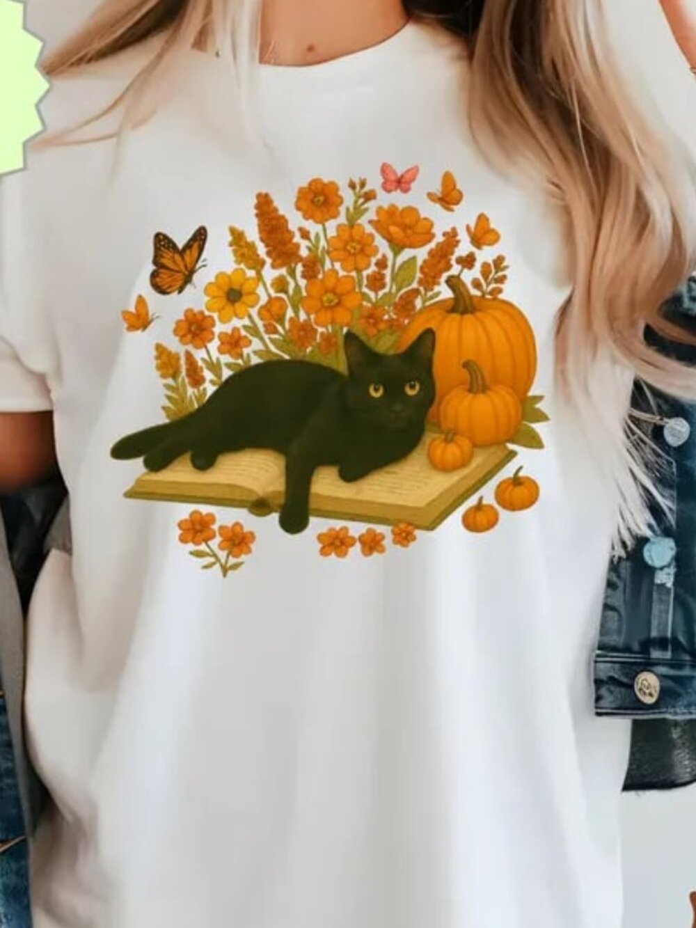 Graphic Cat Pumpkin Shirt, Fall Floral Book Tee, Cat Lover Shirt